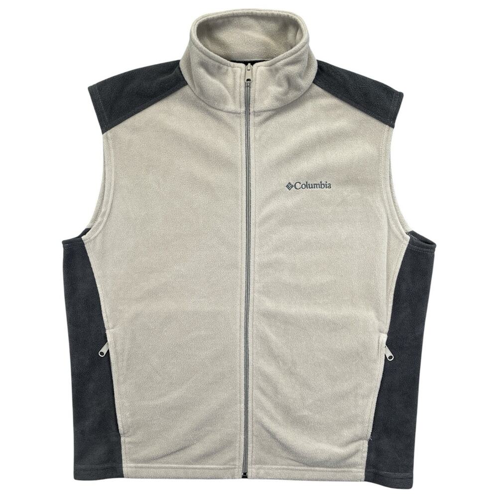 Columbia Men’s Fleece Vest Tan Brown Full Zip Outdoor Layer Size L